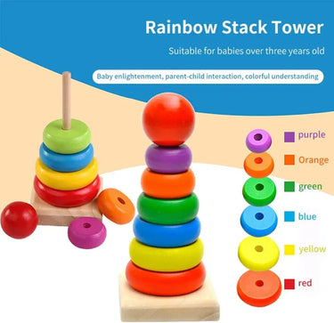 Wooden 7Pcs Rainbow Stacking Tower